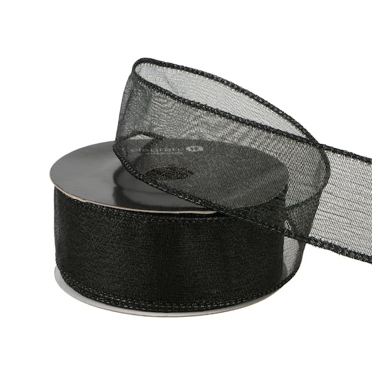 1.5" x 10yd. Black Mesh Wired Ribbon by Celebrate It®